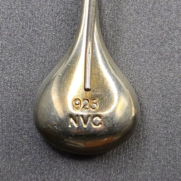 VTG Sterling Silver 925 Dangle Puffy Teardrop Earrings 1.25" Signed AVC - Picture 3 of 7